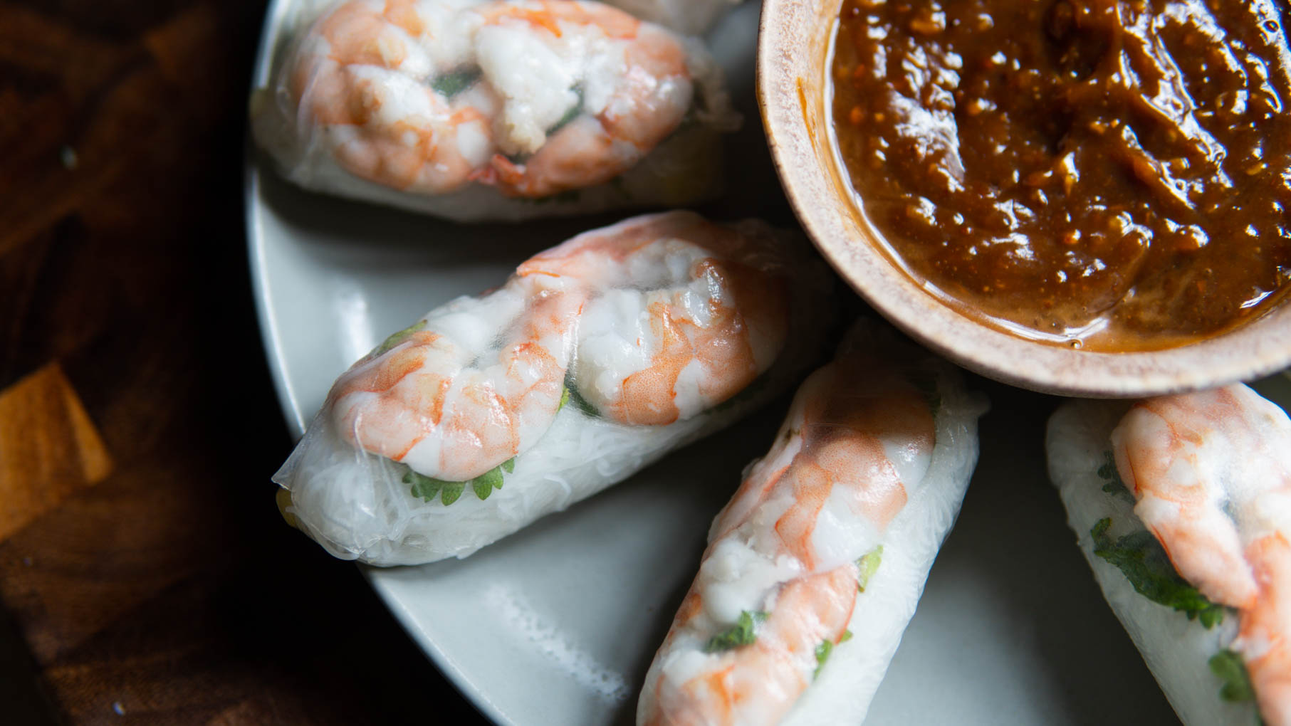 Shrimp Spring Rolls with Peanut Sauce - Eating Bird Food