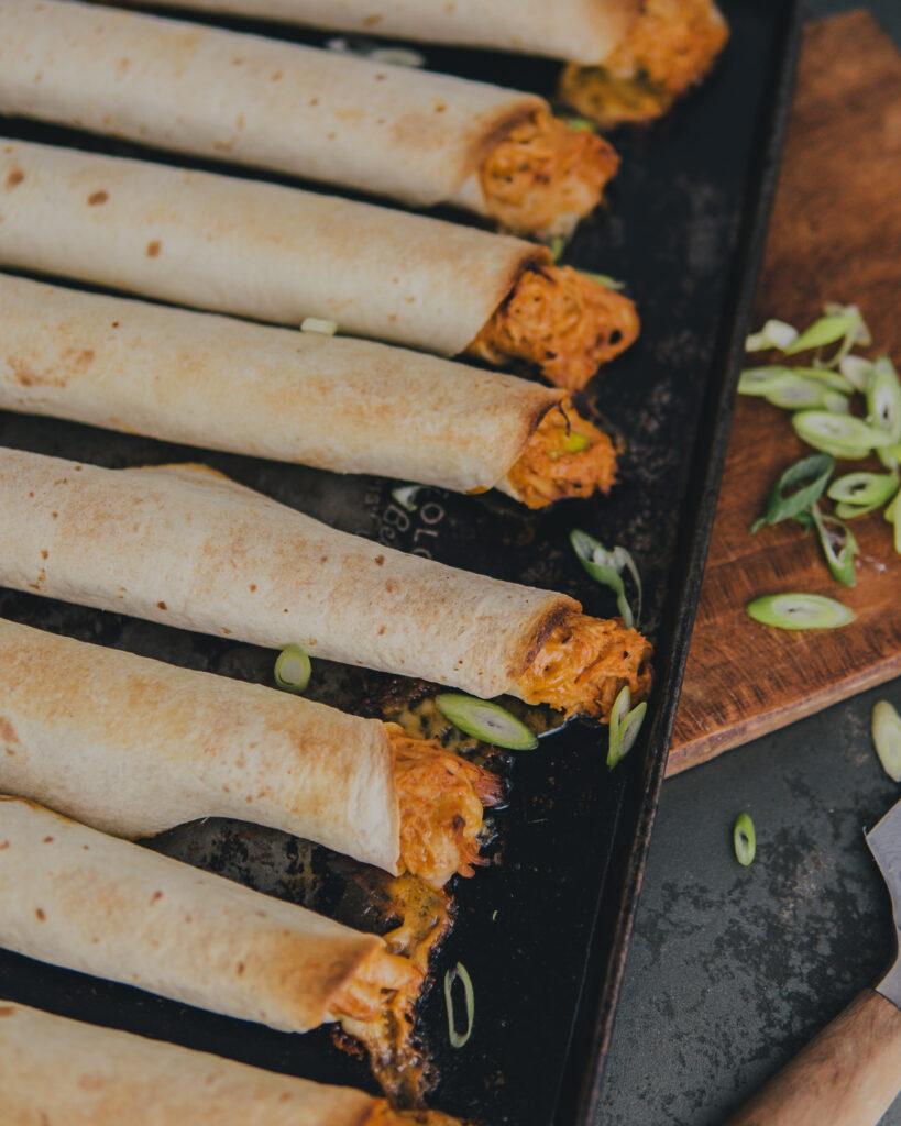 Baked chicken taquitos. 