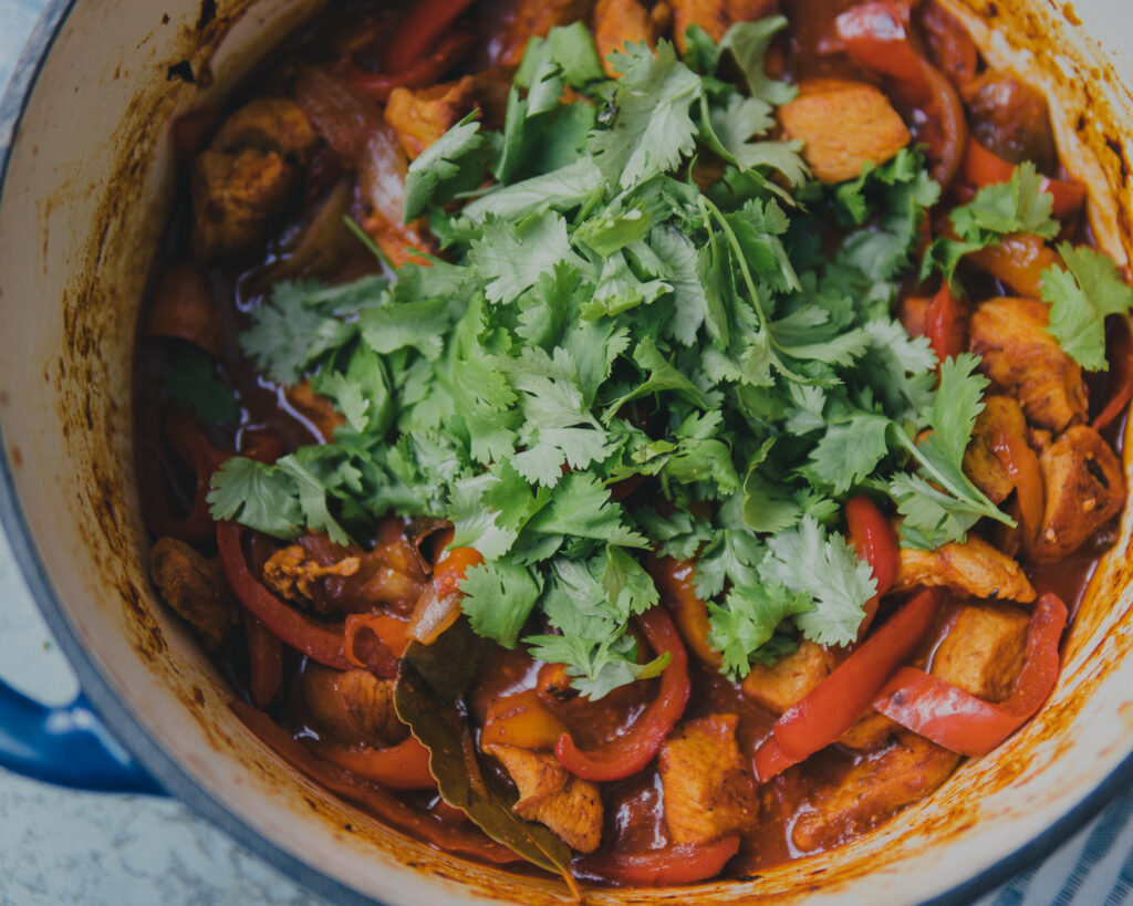 Dutch oven chipotle chicken with cilantro. 